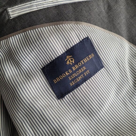 Brooks Brothers Mens Explorer Regent Fit Wool Blazer Gray sz 46L 2 Button Front - Picture 2 of 11